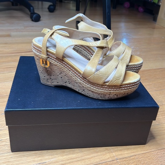 Prada Nude Strap Platform Wedges Sandals dust bag and original box - Picture 2 of 5